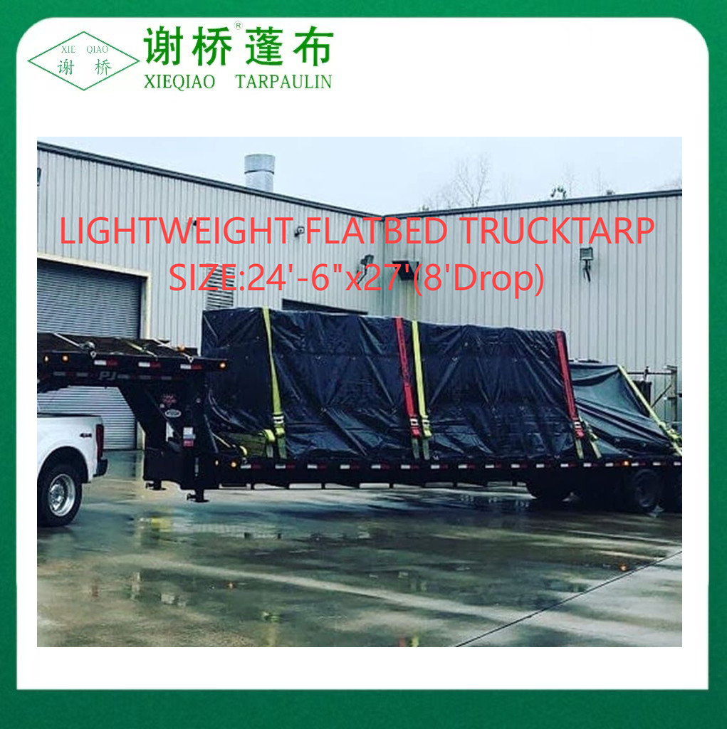 18 & 14oz Lightweight Black Truck Tarp Size24 "-6" "× 27" (8 "DR0P)